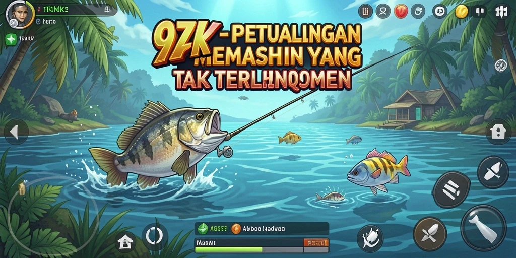 Screenshot gameplay 9ZK menunjukkan suasana memancing yang realistis.