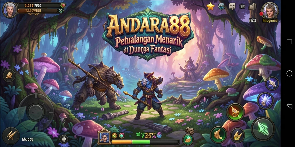 Screenshot gameplay ANDARA88 yang menampilkan petualangan penuh warna.