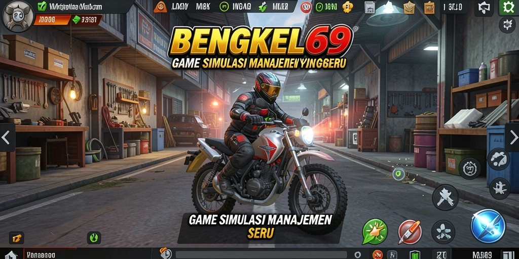 Tampilan menarik dari gameplay BENGKEL69 dengan berbagai kendaraan yang bisa dikelola.