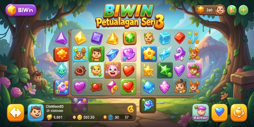 Gameplay seru BIWIN dengan permata berwarna-warni yang membuatnya menarik.