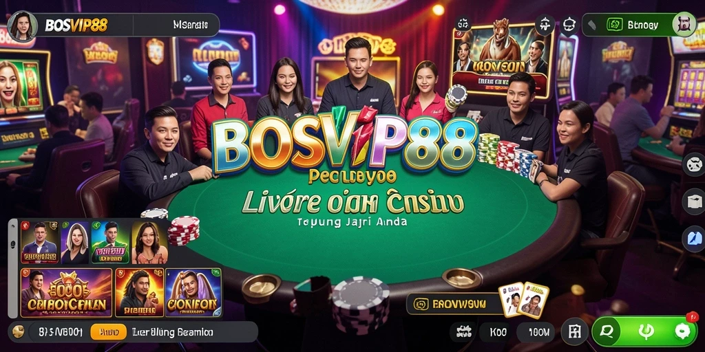 Tangkapan layar utama BOSVIP88 menunjukkan gameplay Live Casino yang mendebarkan.