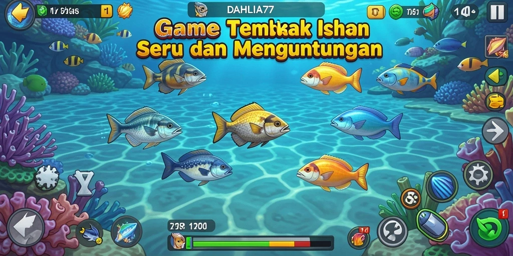 Tampilan gameplay seru Tembak Ikan di DAHLIA77.