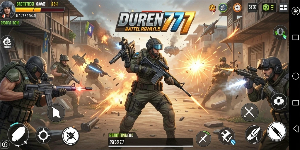 Tampilan menarik dari gameplay DUREN777 dalam pertempuran Battle Royale.