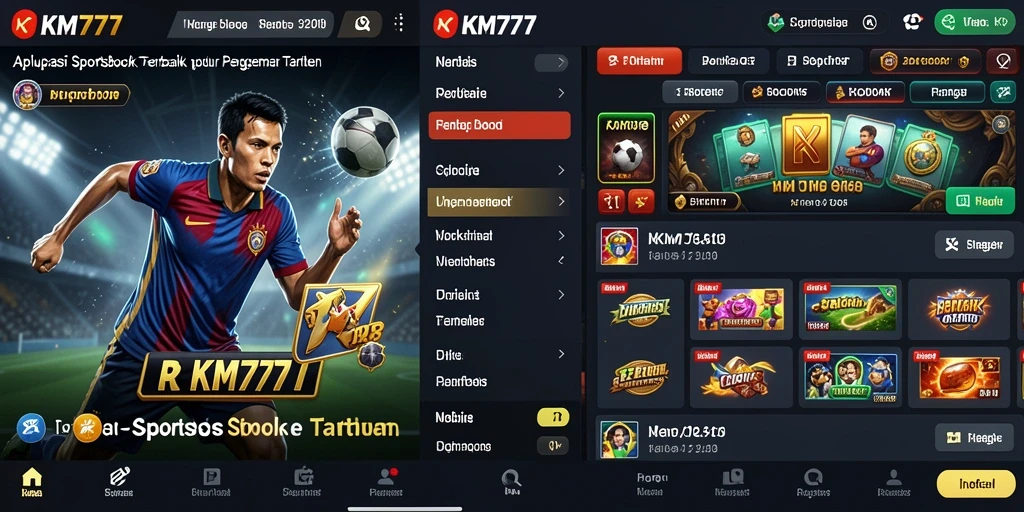 Screenshot gameplay KM777 menampilkan antar muka Sportsbook yang menarik.