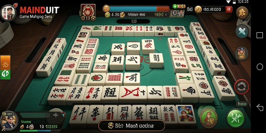Tampilan gameplay seru MAINDUIT dengan ubin Mahjong berwarna-warni.