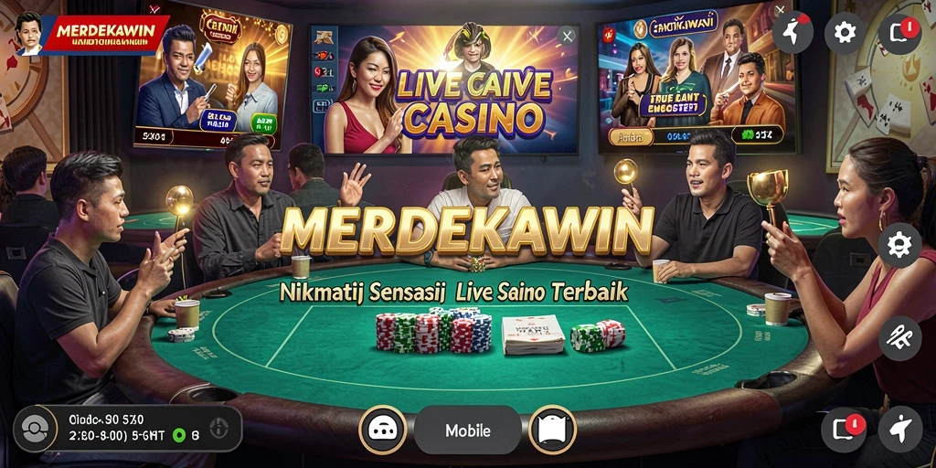 Tampilan gameplay yang mendebarkan di <strong>MERDEKAWIN</strong> dengan dealer profesional dan suasana kasino nyata.