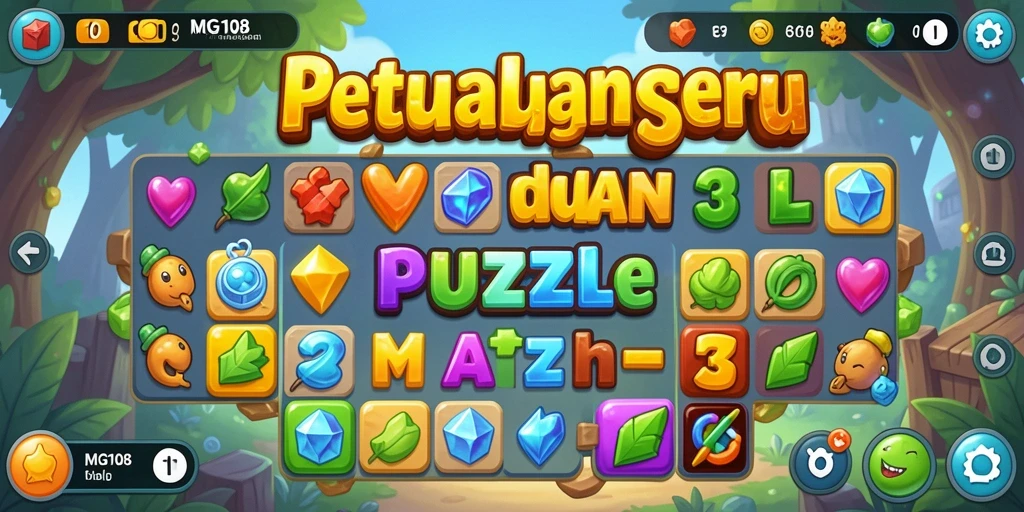 Screenshot gameplay MG108 yang menunjukkan momen mencocokkan dalam Match-3.