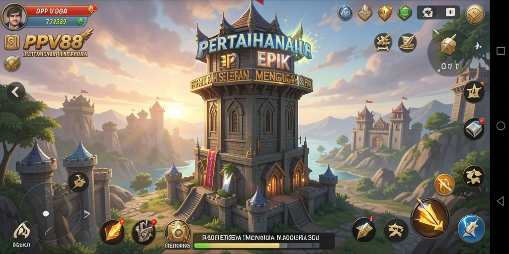 Screenshot utama PPV88 menampilkan gameplay Tower Defense yang intens dan strategis.