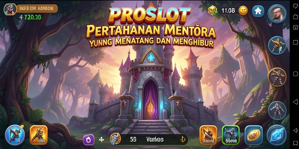 Tampilan gameplay PROSLOT yang mendebarkan dalam gaya Tower Defense.