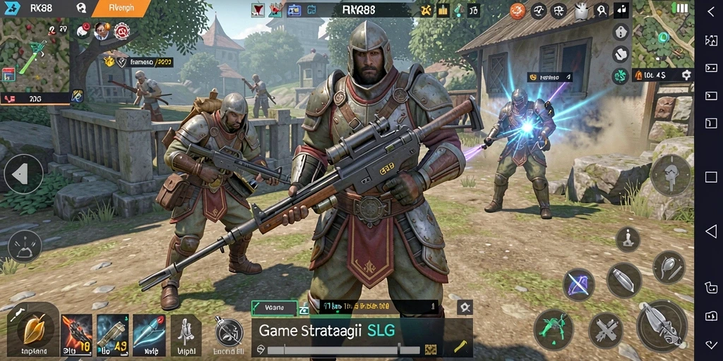 Tampilan gameplay RK88 yang menarik dengan strategi SLG yang mendalam.