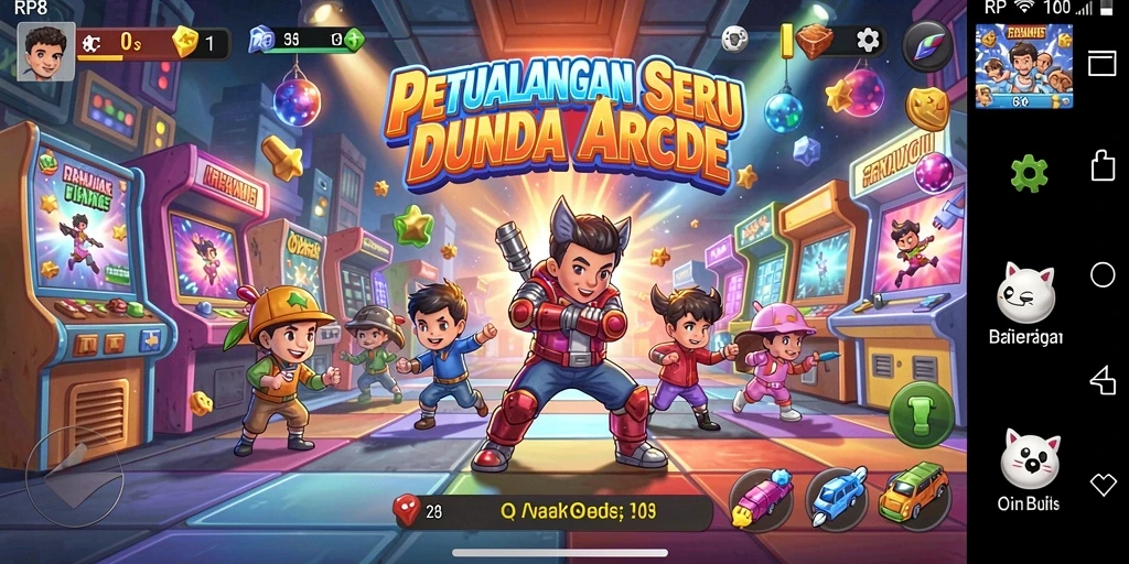 Screenshot gameplay RP8 menampilkan aksi seru di dunia arcade.