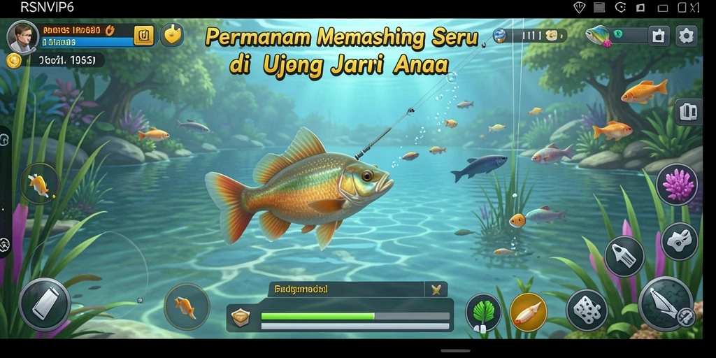 Screenshot gameplay RSNVIP6 menampilkan suasana memancing yang realistis dan mendebarkan.