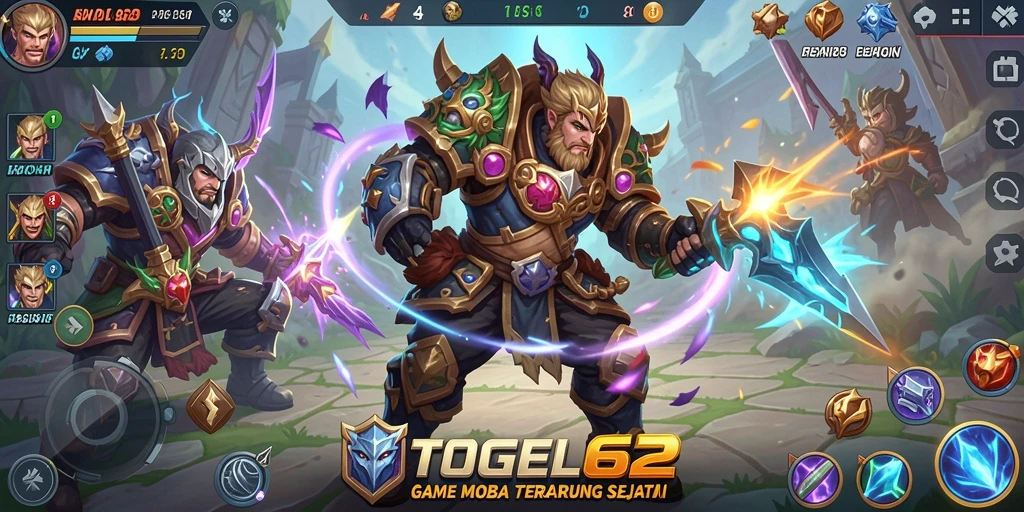 Screenshot menunjukkan aksi seru dalam game MOBA TOGEL62.