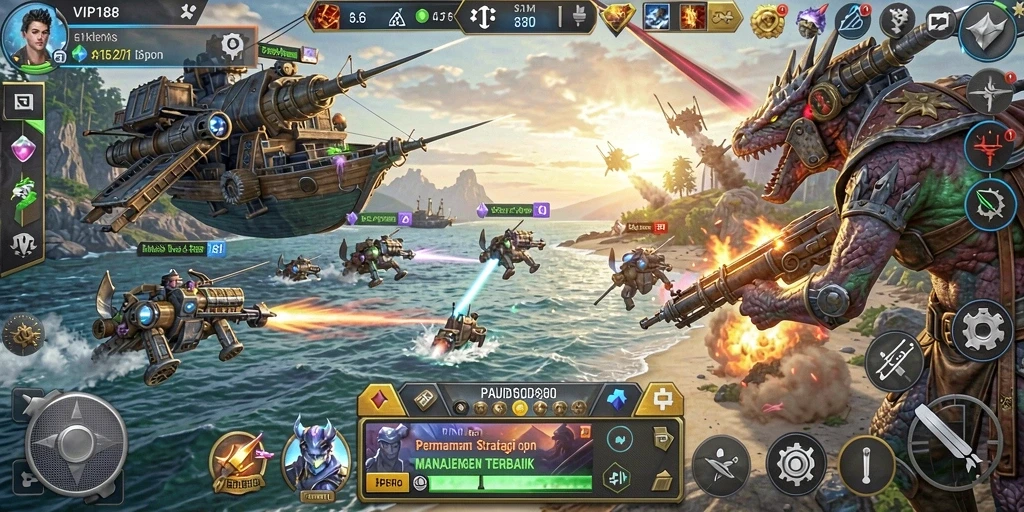 Tampilan gameplay menarik dari VIP188 dalam pertempuran strategis.