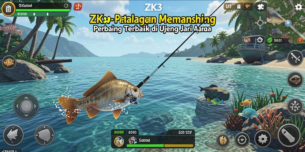 Tangkapan ikan besar dan suasana pantai yang menawan dalam ZK3.